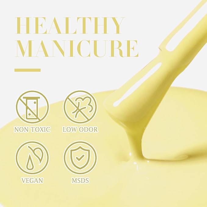 Double Rhythm 15ML Gel Nail Polish Pure Sheer Same Color Same Bottle Soak Off Gel Polish Art Manicure Salon DIY at Home for Women (Light Yellow-A1395)