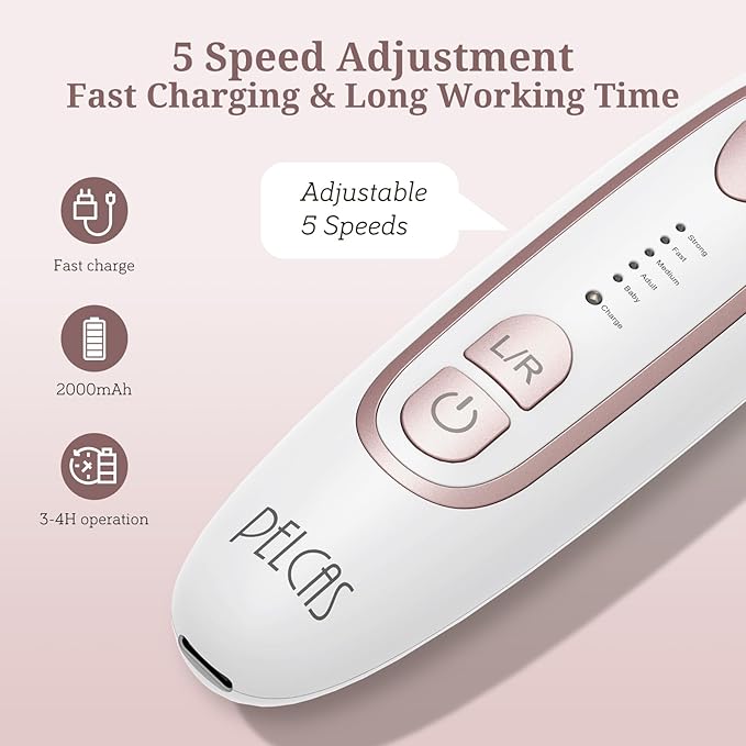 PELCAS Electric Nail File, 5 Speeds Nail Grinder for Thick Toenails, Cordless Nail Drill, Manicure and Pedicure Kit with LED Light, Toenail Grinder for Human, Thick Toenails, Natural & Acrylic Nails