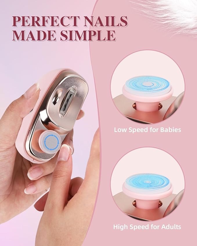 2025 Upgraded Electric Nail Clipper, Electric Nail File, 2 Speeds Automatic Nail Trimmer with LED Light & Clip Storage - USB Rechargeable for Baby, Kids, Adults, Seniors