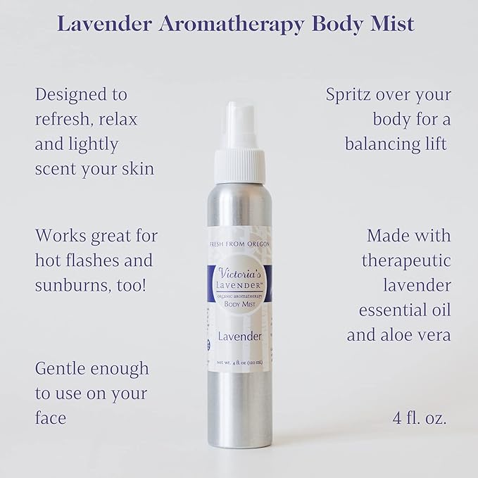 Victoria's Lavender Luxury Aromatherapy Eye Mask, Body Mist 4 oz, Pillow & Linen Spray 2.5 oz with Lavender Essential Oil, Made in the USA Gift Set Ideal for Lavender Lovers - (Set of 3)
