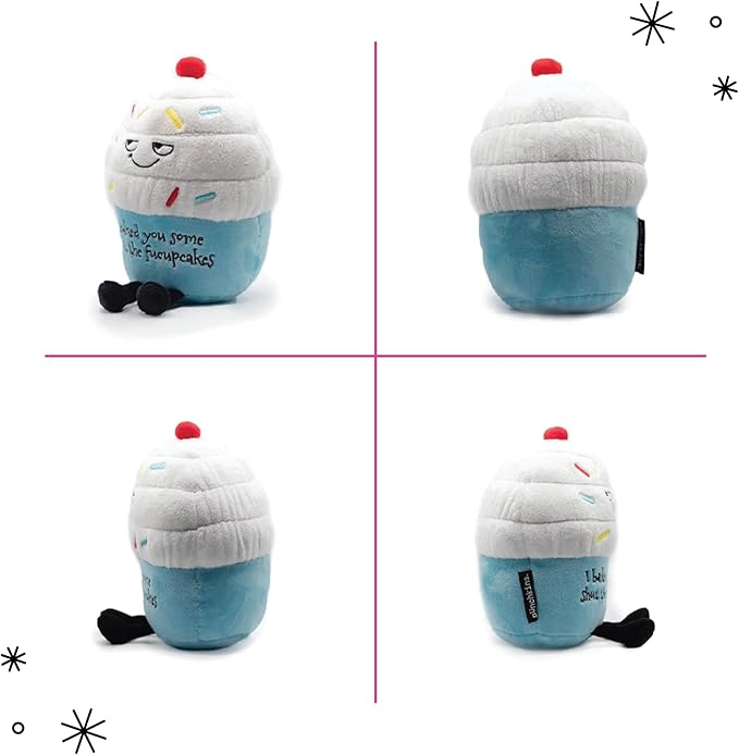 Punchkins Cupcake Plushie - I Baked You Some Cupcakes Funny Cupcake Plush, Sarcastic & Sassy Food Plush Toy for Gifting