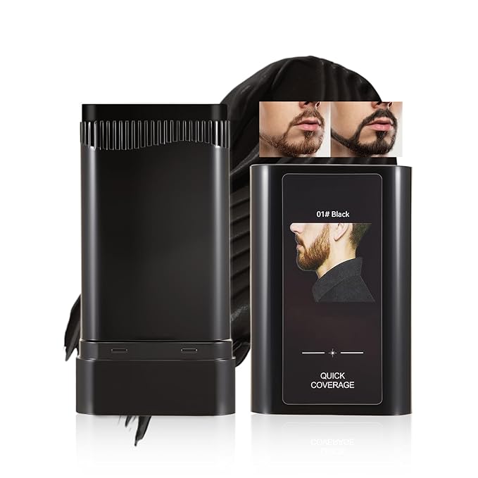 Beard Touch-Up for Men, Instant Gray Hair Cover Stick, Built-In Comb for Seamless Blending, Cream Concealer, Quick Temporary Cover