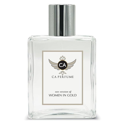 CA Perfume Impression of Women In Gold Eau De Parfum Chypre Floral Scent Long Lasting Perfumes for Women Signature Scent for Day and Night Wear 3.4 Fl Oz 100ml