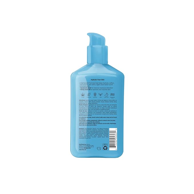 Hempz Ocean Breeze Body Serum with Hyaluronic Acid, Light weight, Fast Absorbing Cream Gel, 8.5 fl.oz.