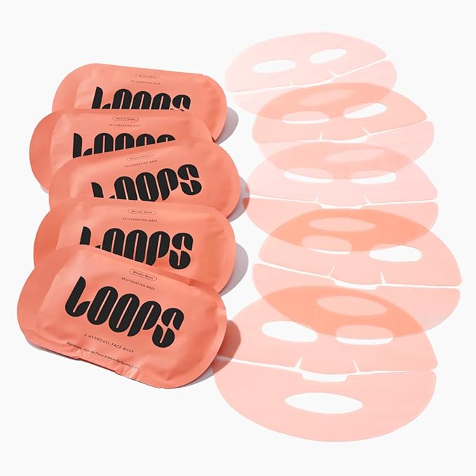 LOOPS WEEKLY RESET - Rejuvenating Hydrogel Face Mask Kit - Rejuvenate, Hydrate, Refine & Plump Face, Moisturized, Pore Refining - Reduces Signs of Puffiness - Gifts for Women, Stocking Stuffer - 5 Pc