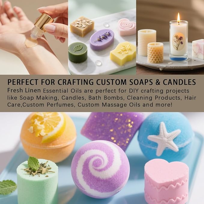 Fresh Linen Essential Oil, Fresh Linen Oil 4 Fl Oz 120ML for Diffuser Humidifier Yoga Cleaning DIY Candle Soap Making Perfume Gift for Women Fragrance Oils