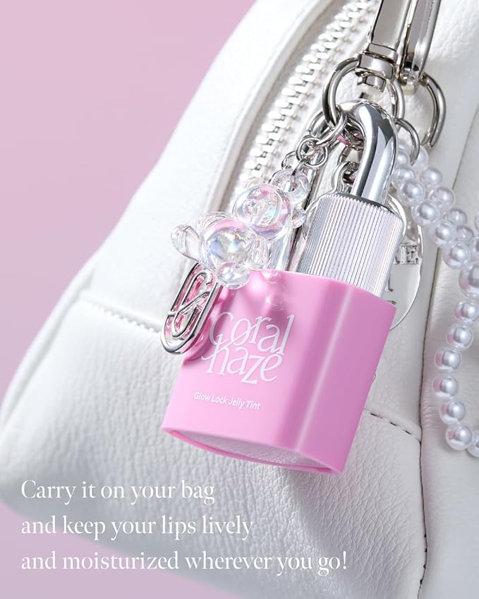 CORLAHAZE Glow Lock Jelly Tint 107 Petal 4g, Hydrating Jelly Glow Lip Stain, Glass-Like Shine Lip Gloss, Long-Lasting Color, Moisturizing Lip Enhancer, Collectible Lock-Shaped Design, Korean Makeup