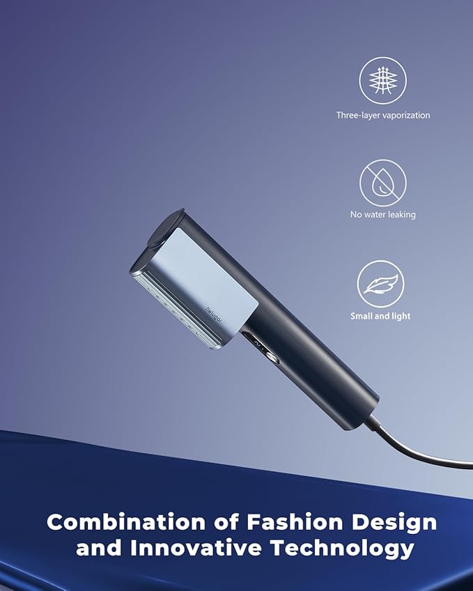 nesugar G3 Pro Smart Handheld Steamer for Clothes – Global Voltage Adaptation, Palm-Sized & Lightweight (0.8lb), Dual Steam Modes, Auto Shut-Off, Travel & Home Double Use (navy blue)