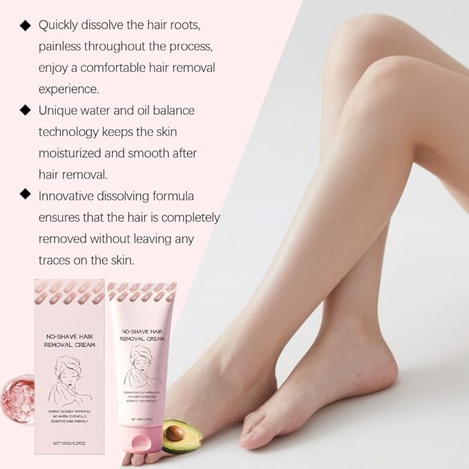 No Shave Hair Removal Cream, Suitable for Sensitive Skin, Moisturizes and Nurtures Skin, Leaving it Soft and Protected after Hair Removal150ML/5.29FL OZ (1)