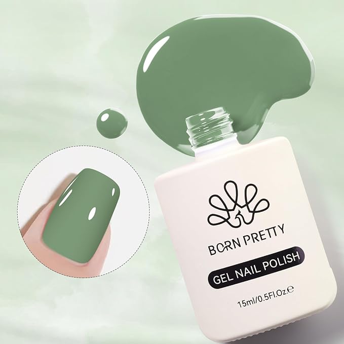 Born Pretty Oliver Green Gel Nail Polish Spring Summer Green Color Soak Off Gel Polish Nail Art Design Manicure Salon DIY Home 15ml