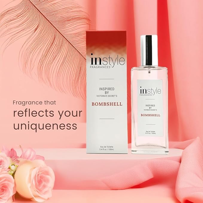 Instyle Fragrances, Inspired by Victoria's Secret's Bombshell, Women’s Eau de Toilette, CLEAN, Vegan, Paraben-Free, Never Tested on Animals, 3.4 Fluid Ounces
