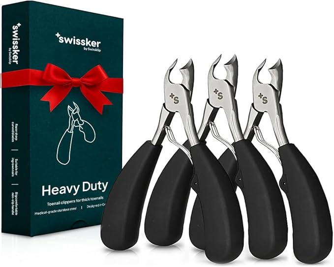 Swissker by Swissklip Toenail Clippers I Heavy Duty Toe Nail Clippers I Toenail Clippers for Thick Nails I Toenail Scissors I Heavy Duty Nail Clippers for Thick Nail (Pack of 3)