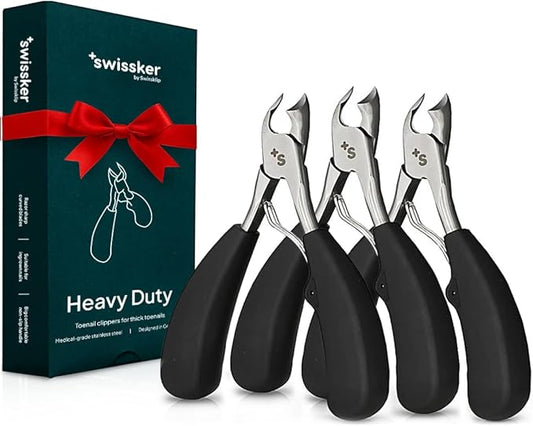 Swissker by Swissklip Toenail Clippers I Heavy Duty Toe Nail Clippers I Toenail Clippers for Thick Nails I Toenail Scissors I Heavy Duty Nail Clippers for Thick Nail (Pack of 3)