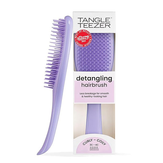 Tangle Teezer Ultimate Detangler Curly Hair Brush, Dry & Wet Hairbrush, Reduces Frizz & Breakage, for 3C to 4C Curly Hair Types, Purple Passion