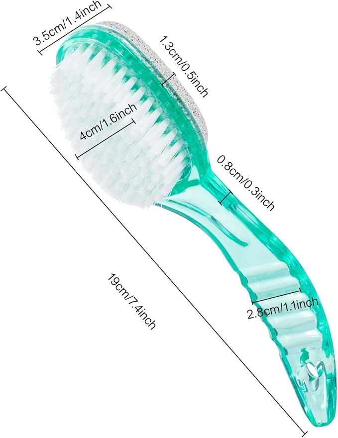 2 Pcs Foot Brush for Shower with Handle 2 in 1, Ooloveminso Large Foot Pumice Stone Brush Scrubber Foot File Calluses Remove Suitable for Horniness Foot Spa, Foot Care Smooth Skin (Green)