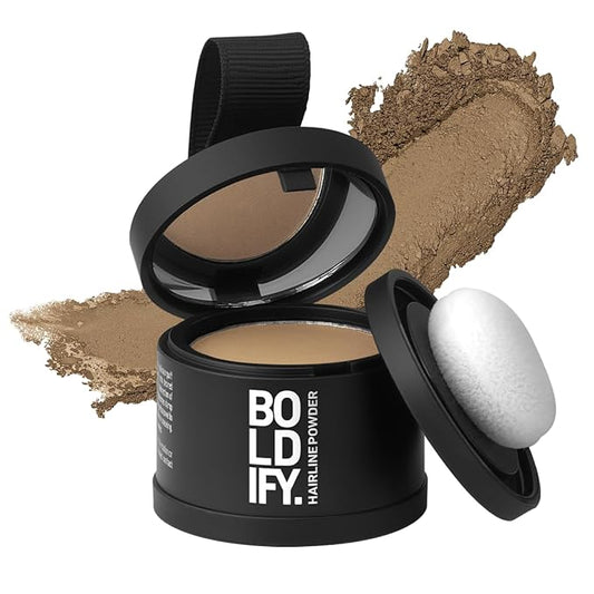 BOLDIFY Hairline Powder - Root Touch Up Hair Color for Gray Coverage - Bald Spot Concealing Hair Powder for Women & Men - 24-Hour Stain-Proof - Dark Blonde