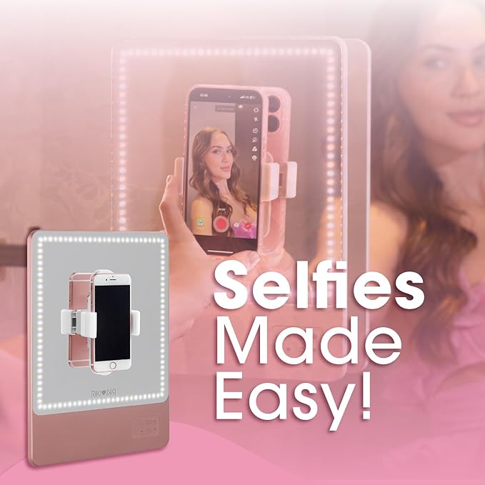 Riki Skinny Duo Lighted Mirror - Travel Makeup Mirror with Lights and 5X Magnification | Portable Mirror with Lights for Beauty On-The-Go