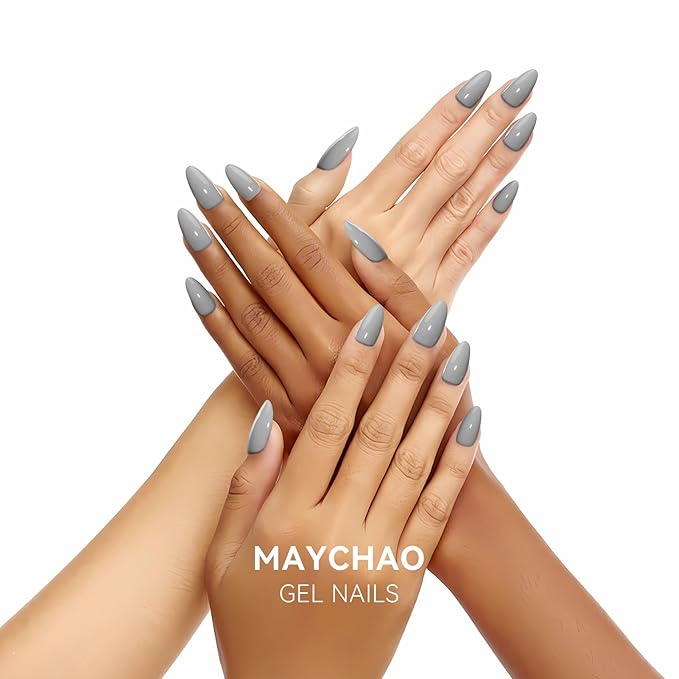 MAYCHAO 15ML Grey Gel Nail Polish 1Pc Silver Grey Gel Polish Soak Off UV LED Nail Polish Nail Art Starter Manicure Salon DIY at Home, 0.5 OZ