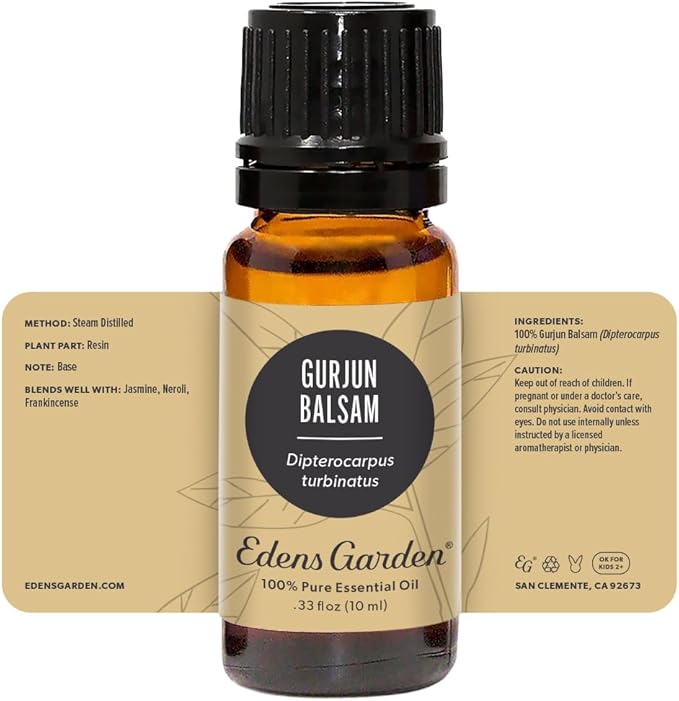 Edens Garden Gurjun Balsam Essential Oil- 100% Pure Premium Grade, Undiluted, Natural, Therapeutic, Aromatherapy, The Best for Diffuser, Skin, Face, Kid Safe 10 ml (.33 fl oz)