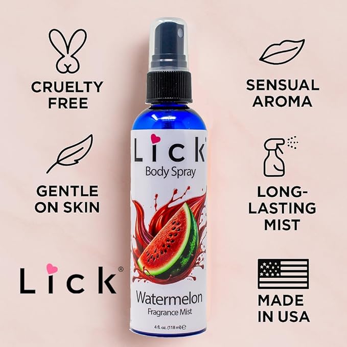 LICK Watermelon Scented Body Spray – Refreshing Summer Fruity Mist – 4 fl oz (117mL)