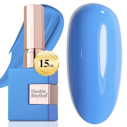 Double Rhythm 15ML Gel Nail Polish Pure Sheer Same Color Same Bottle Soak Off Gel Polish Art Manicure Salon DIY at Home for Women (Blue-A1336)