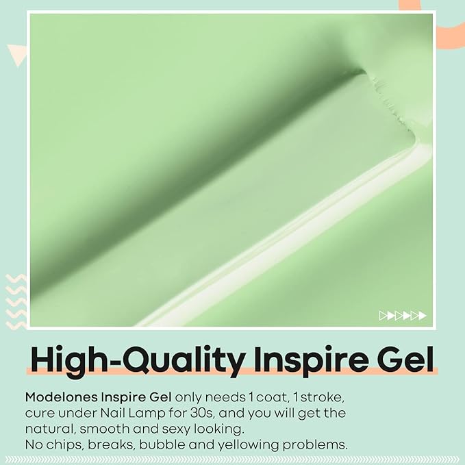 modelones Summer Gel Nail Polish, 15ML Milky Green Soak Off U V Light Cure Nail Polish Green Shades Pale Macaron Colors Nail Art Gel Design for Nail Lovers Gift Salon DIY