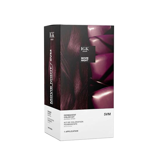 IGK Permanent Hair Dye Color Kit | 5VM Movie Night - Mahogany Brown | 100% Gray Color Coverage + Strengthen + Shine | Ammonia Free