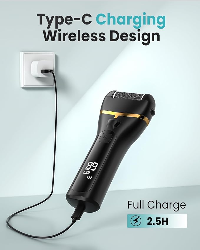 Electric Foot Callus Remover with 10000 RPM Motor and 3-Speed Settings, Foot Scraper Kit for Women’s Home Pedicure Foot File with Type-C Charging