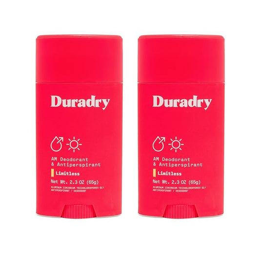 Duradry Clinical-Strength Antiperspirant Deodorant for Women and Men – Clean Formula with Natural Ingredients – Fights Odor & Excessive Sweat – Limitless (Cool Citrus + Cedar) - Pack of 2