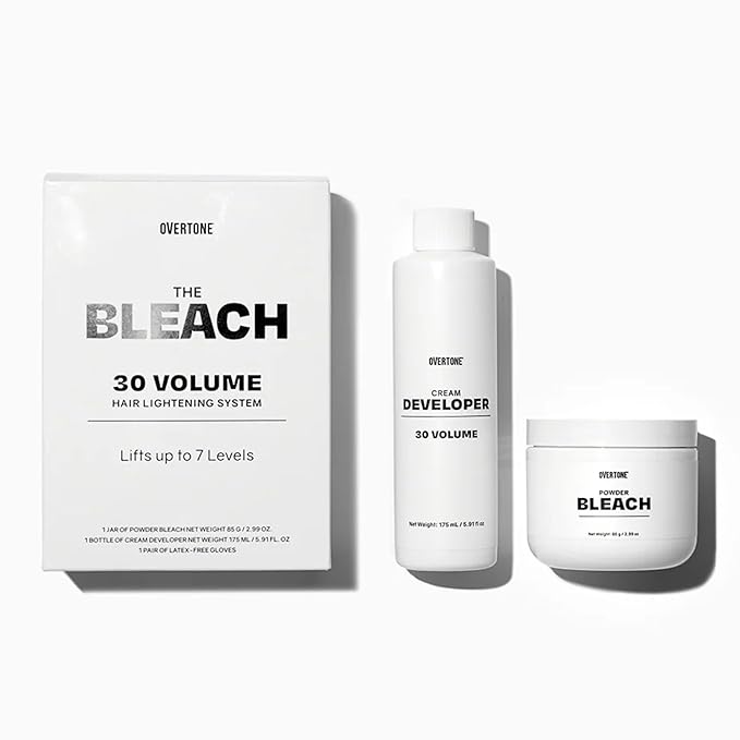 Overtone The Bleach 30 Volume Hair Lightening Kit - Professional-Grade, Vegan & Cruelty-Free Bleach with Squalene, Hydrating Ingredients & Built-In Toning- Lifts Up to 7 Levels for Vibrant, Even Color