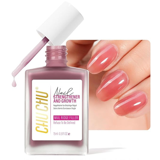 Nail Strengthener for Women: 8 in 1 Natural Nail Hardener Extra Strong and Growth - Coral Red Nail Polish Hardener Ridge Filler Concealer for Weak and Damaged Nails 15ml