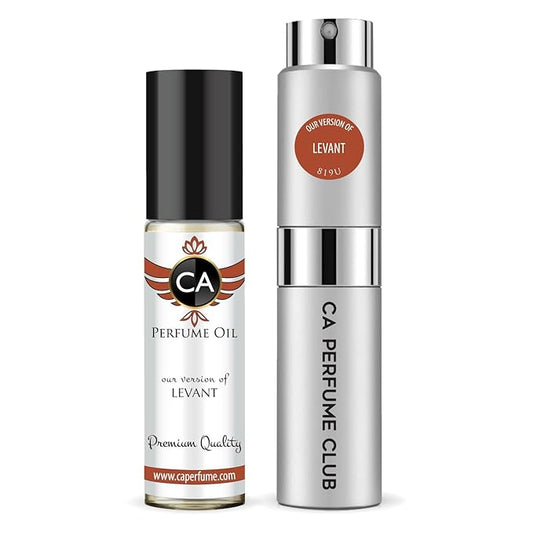 CA Perfume Duo Impression of Levant For Women And Men Perfume Layering Set Long Lasting Travel Size EDP + Body Oil Roll-On Bottle 0.27 Fl Oz+0.33 Fl Oz