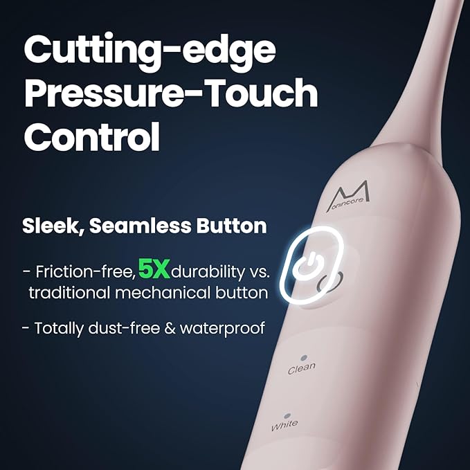 Electric Toothbrush, Marlincare Electric Toothbrush for Adults 180 Days Battery Life Rechargeable with 5 Modes, 48000VPM Motor Smart Timer IPX8, Sonic Toothbrush with 4 Brush Heads & Travel Case, Pink