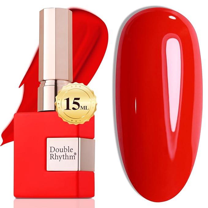 Double Rhythm 15ML Gel Nail Polish Pure Sheer Same Color Same Bottle Soak Off Gel Polish Art Manicure Salon DIY at Home for Women (Bright Red-A1016)