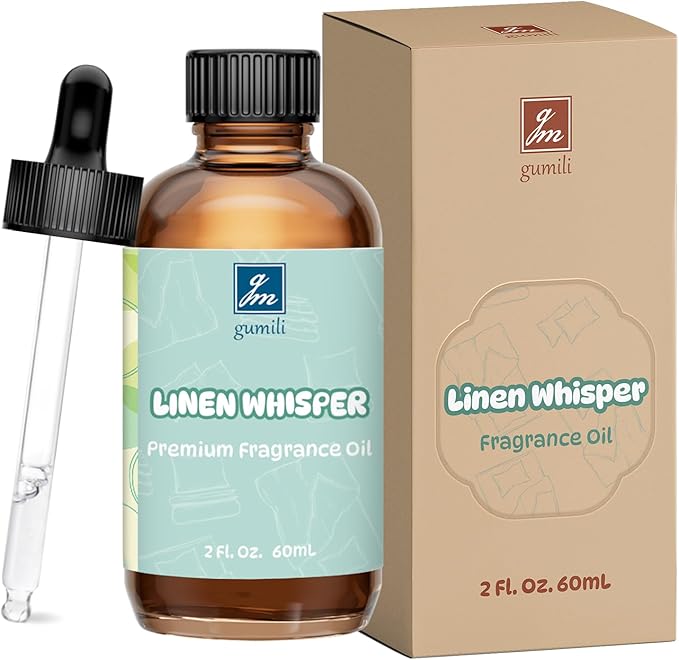 Linen Whisper Fragrance Oil 2 Oz, Natural Scent Oil for Home Essential Oils Diffuser, Candle Making, Soap Making, DIY Body Oils, Perfume, Body Mist, Spray - Fresh Linen Scent