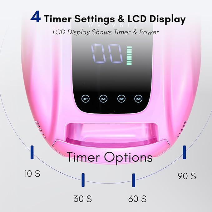 Makartt UV LED Nail Lamp with Handle for Gel Polish – Fast Curing UV Light Nail Dryer with 42 Beads 4 Timers Cordless Rechargeable Design LCD Touchscreen & Smart Sensor(Gradient Pink)