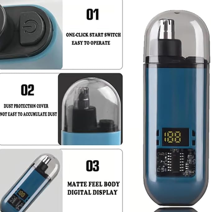 Ultimate 2-in-1 Nose Hair Trimmer - for Effortless, All-Day Comfort, Nose Hair Trimmer for Men Women Battery-Operated Trimmer with Waterproof (Black)