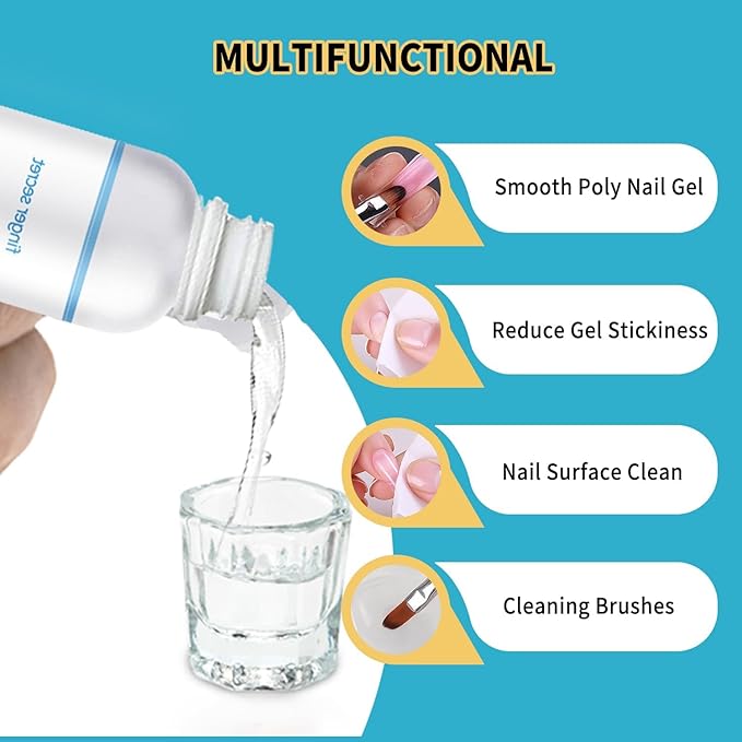 Nail Polish Remover Kit Nail Polish Remover & Slip Solution Polish Remover for Nails Slip Solution for Poly Gel Nails with Glass Cup Nail Cleaning pads