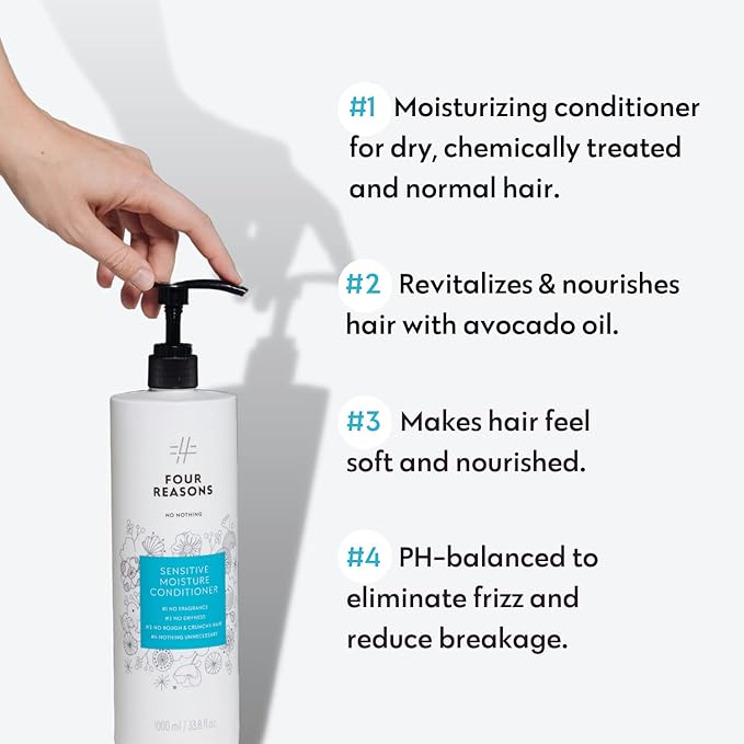 No nothing Very Sensitive Moisturizing Conditioner - For Dry & Damaged Hair – Suitable for Sensitive Skin & Scalp - 100% Vegan, Hypoallergenic, Fragrance Free, Unscented, Paraben Free- 33.8 fl oz.