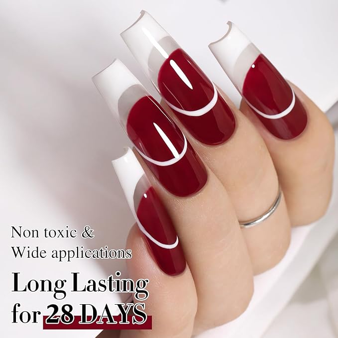Double Rhythm 15ML Gel Polish Pure Sheer Same Color Same Bottle Soak Off Gel Polish Art Manicure Salon DIY at Home Gifts for Girls Women (Burgundy Red-A1452)