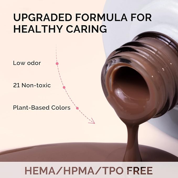 MelodySusie Fleurwee Plant Based Gel Nail Polish, Hema Free Cappuccino Brown Nail Polish, Soak Off UV LED Gel Polish Gift for Women 21 Non Toxic Long Lasting Nail Art Manicure Salon DIY at Home P28