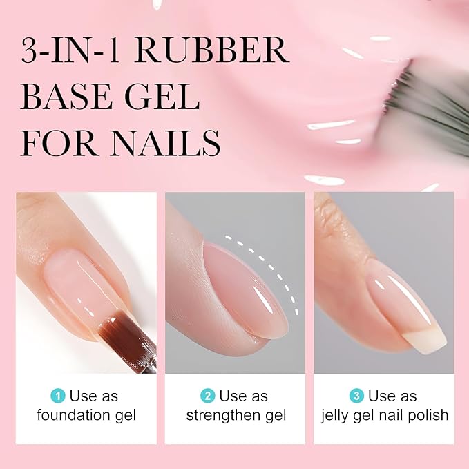 VENALISA Rubber Base Gel Nail Polish Set of 6 Colors Clear Sheer Nude Pink Rubber Base Coat Jelly Neutral Skin Tone Transparent Soak Off UV Gel Salon Nail Art DIY at Home Manicure