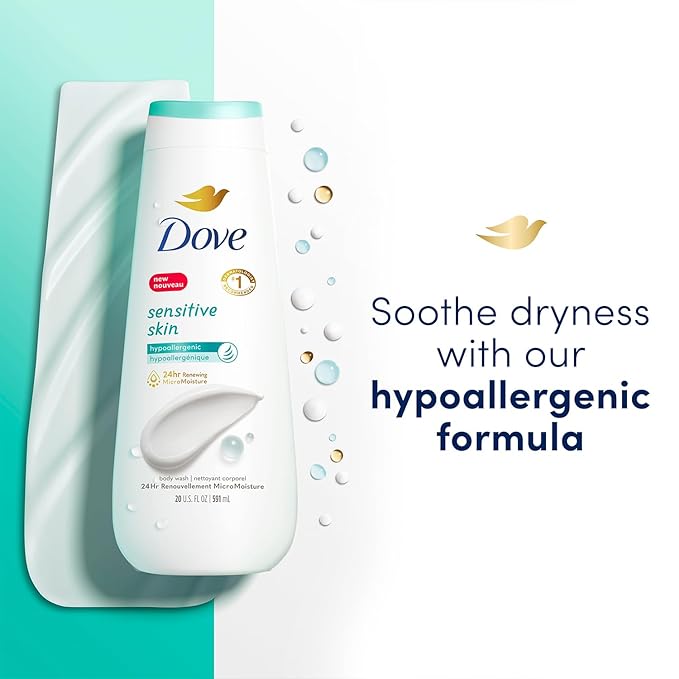 Dove Dandruff Shampoo & Conditioner 2-in-1, DermaCare Calming Relief with Pyrithione Zinc + Dove Body Wash for Sensitive Skin – Relief for Itchy Scalp and Dry Skin (2 Piece Set)