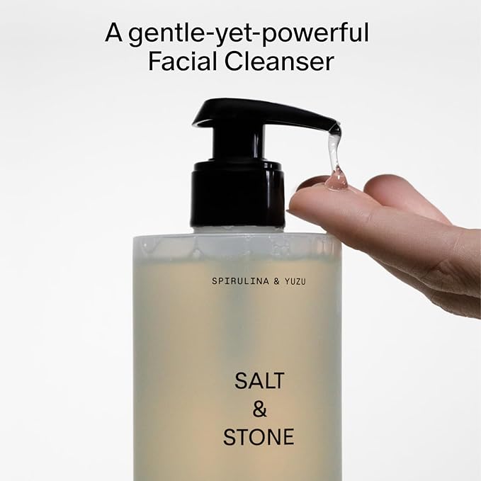 Salt & Stone Facial Cleanser for Women & Men, Spirulina & Yuzu Gentle Facial Wash with Hyaluronic Acid, Squalane, For All Skin Types, Vegan, Cruelty Free, 7.2 oz