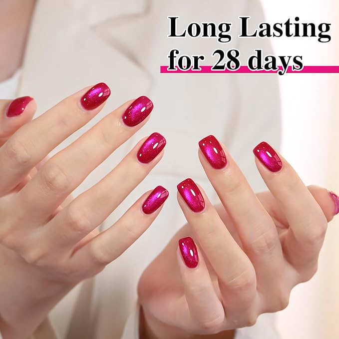 Double Rhythm 0.5 OZ Cat Eye Gel Polish with Magnet 15ML Holographic Glitter Shimmer Translucent Jelly Color Magnetic Gel Polish Salon DIY at Home (Pitaya Purple-MC1288)