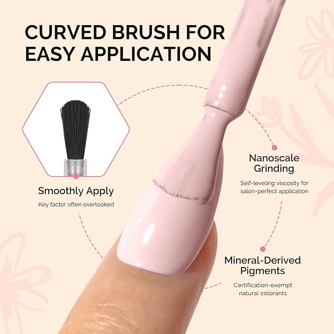 MelodySusie Fleurwee Plant Based Gel Nail Polish, Nail Polish Hema Free 21 Non Toxic Long Lasting No Chip Finger Toe Nail Art Manicure Salon DIY at Home Gifts for Women Bud Pinkish-White P53