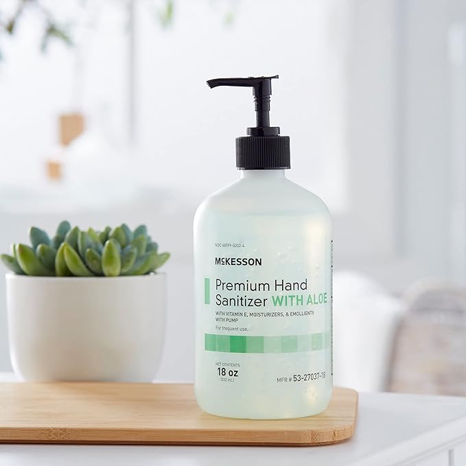 McKesson Hand Sanitizer with Aloe, 18 oz Pump Bottle [Pack of 2] – 70% Ethyl Alcohol, Spring Water Scent, No-Rinse Gel with Vitamin E and Moisturizers, Medical-Grade Sanitizer