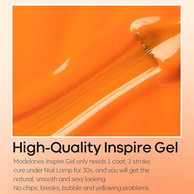 modelones Fall Gel Nail Polish Bright Orange Polish Neon Polish, Soak OFF UV LED Gel Nail Polish Manicure Autumn Nail Art DIY Salon 15 ML