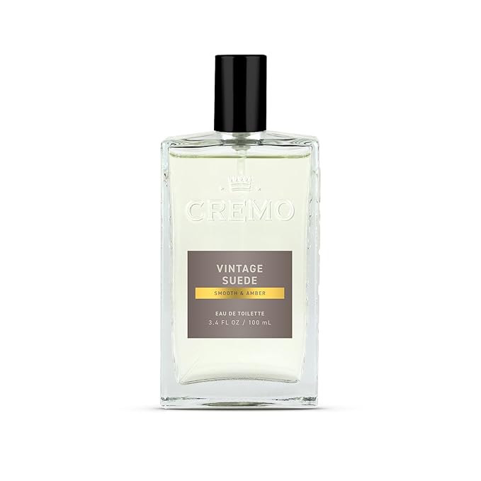 Cremo Cologne For Men - Vintage Suede Mens Cologne Spray, A Combination of White Moss, Rich Amber, and Smooth Suede, Multi-Layered Signature Men's Fragrances, 3.4 Fl Oz