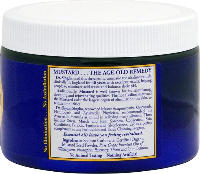 Dr. Singha's Mustard Bath Salts - 8 oz Herbal Bath Soak with Essential Oils for a Relaxing and Rejuvenating Experience - Made in USA